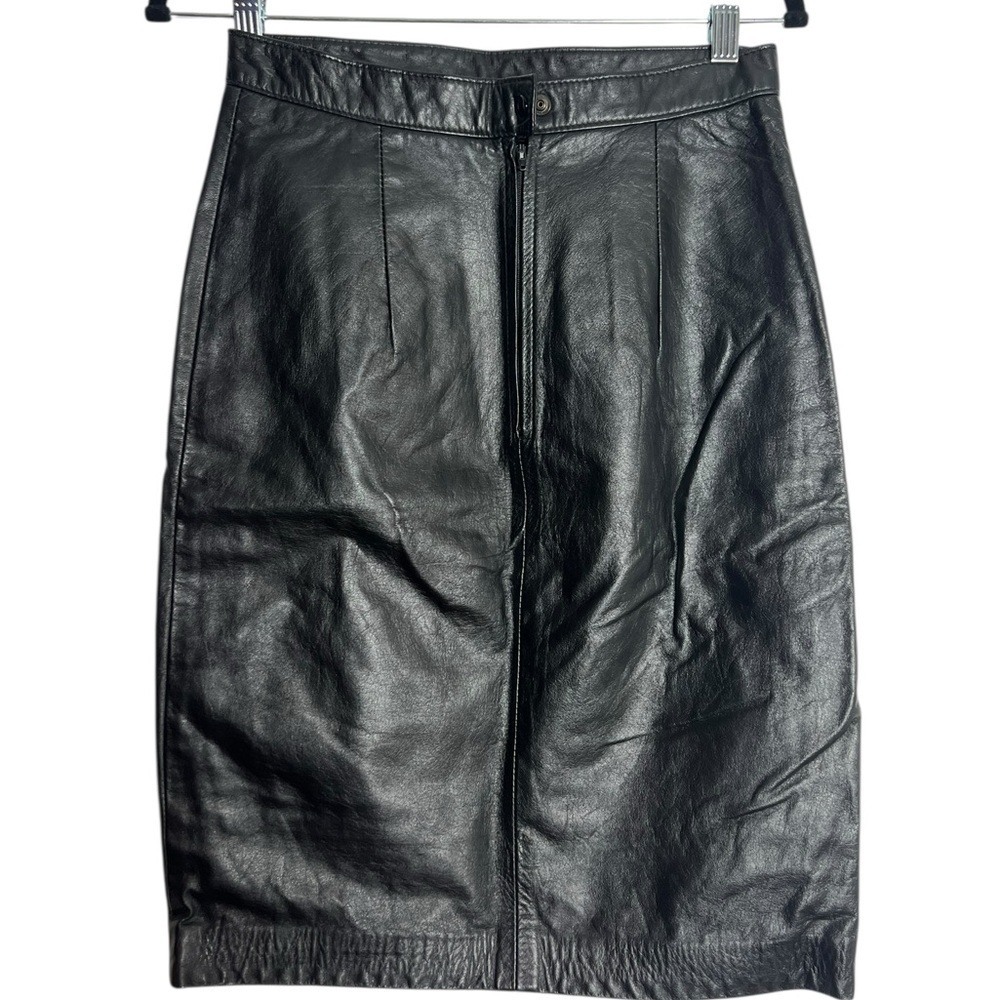 Black leather Pencil Skirt Y2K - Casual Chic - Polished - Size XS - Picture 3 of 3